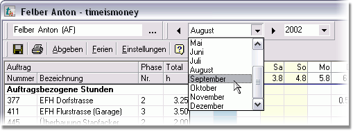 Monat auswhlen